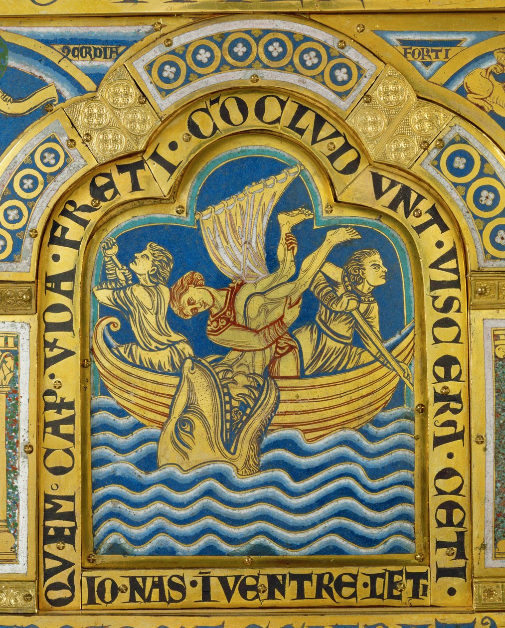 Jonasz i wieloryb, z ołtarza w Verdun ... autorstwa Nicholas of Verdun