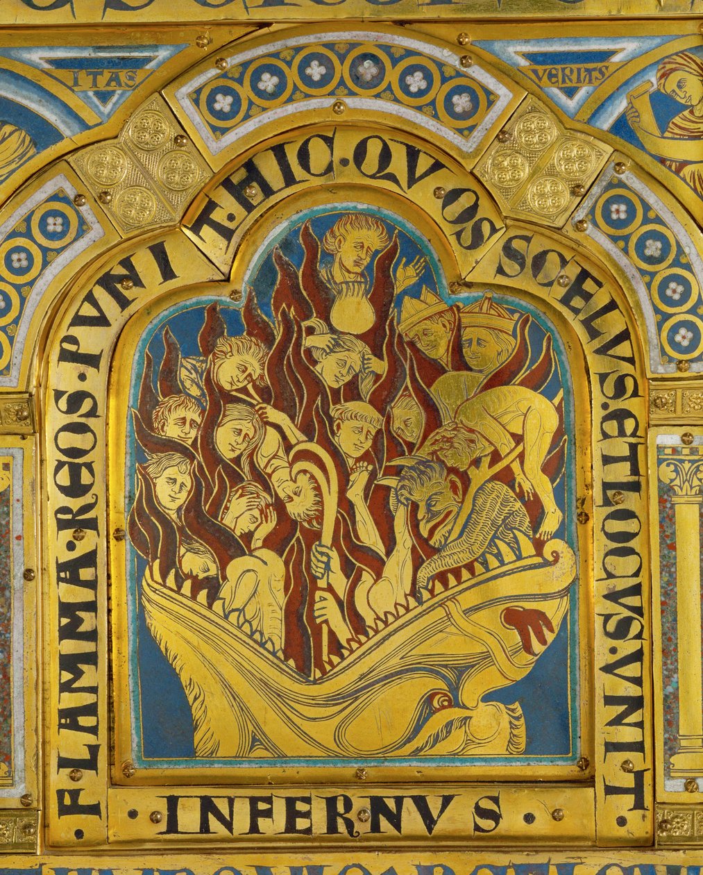 Potępieni w piekle, z ołtarza Verdun ... autorstwa Nicholas of Verdun