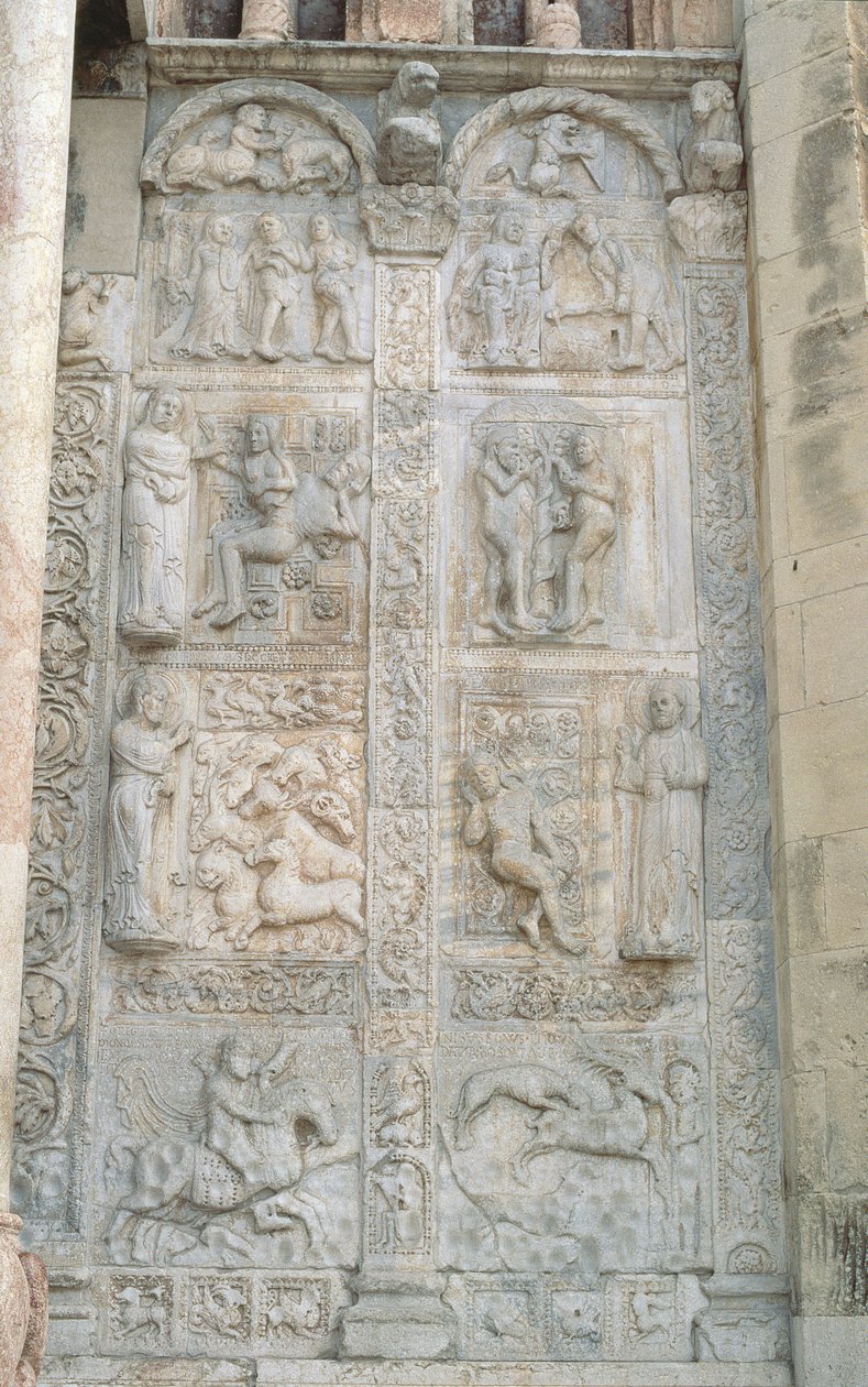 Płaskorzeźba przedstawiająca tematy z Księgi Rodzaju, romańska, ok. 1120-38 r. autorstwa Nicholaus
