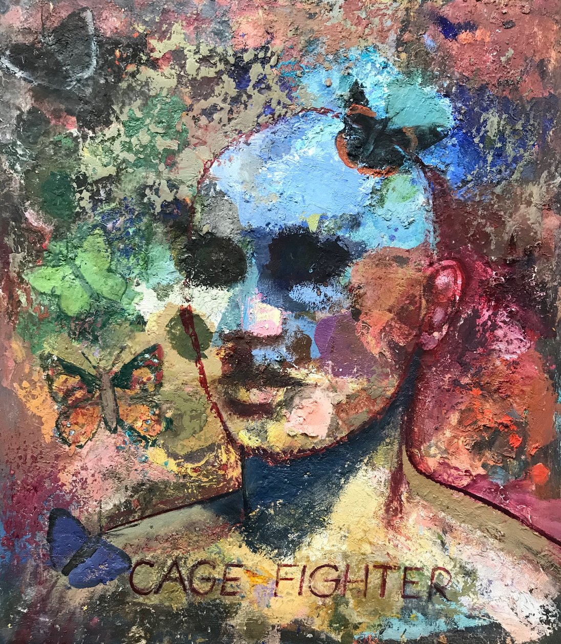 Cage Fighter, 2021-23 (olej na płycie) autorstwa Nick Williams