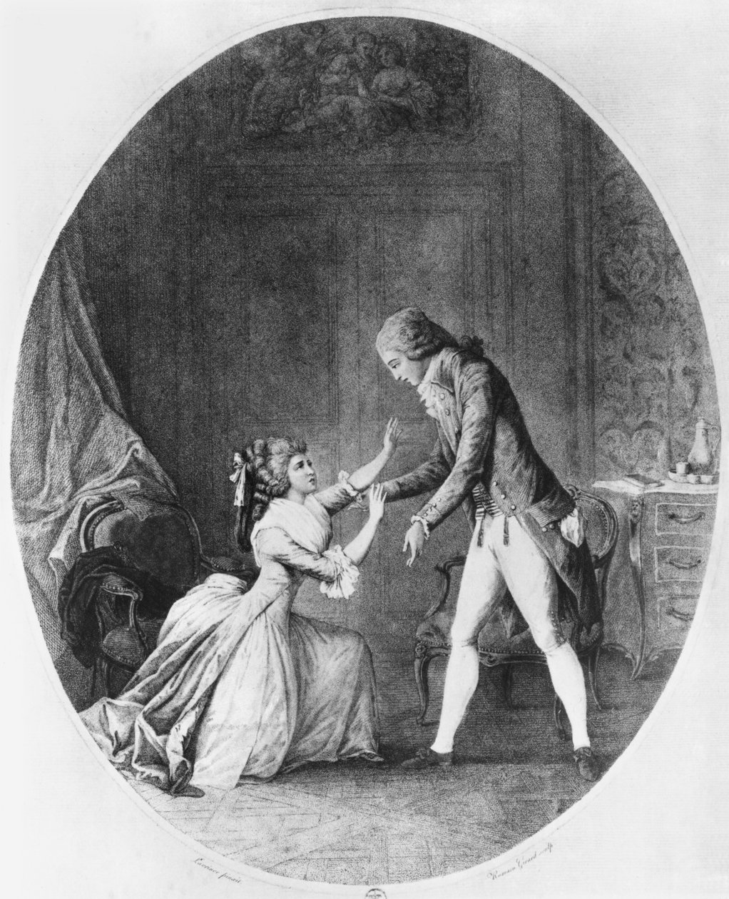 Valmont uwodzi Madame de Tourvel, ilustracja z „Les Liaisons Dangereuses” Pierre