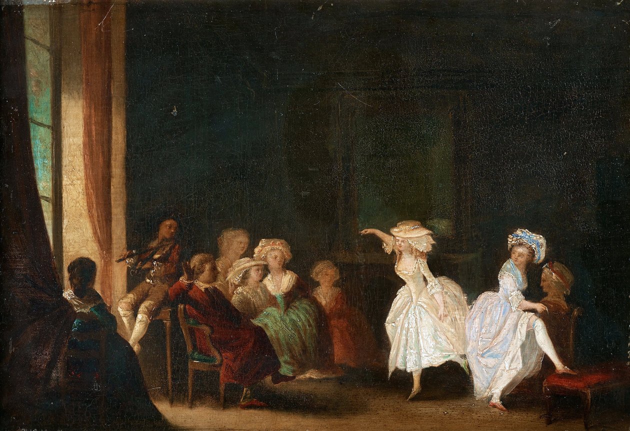 Szkoła Tańca Niklasa Lafrensena, znanego jako Nicolas Lavreince lub Lavrince (1737-1807). Olej na drewnie, format: 26,5x40, , Kolekcja prywatna autorstwa Niclas II Lafrensen