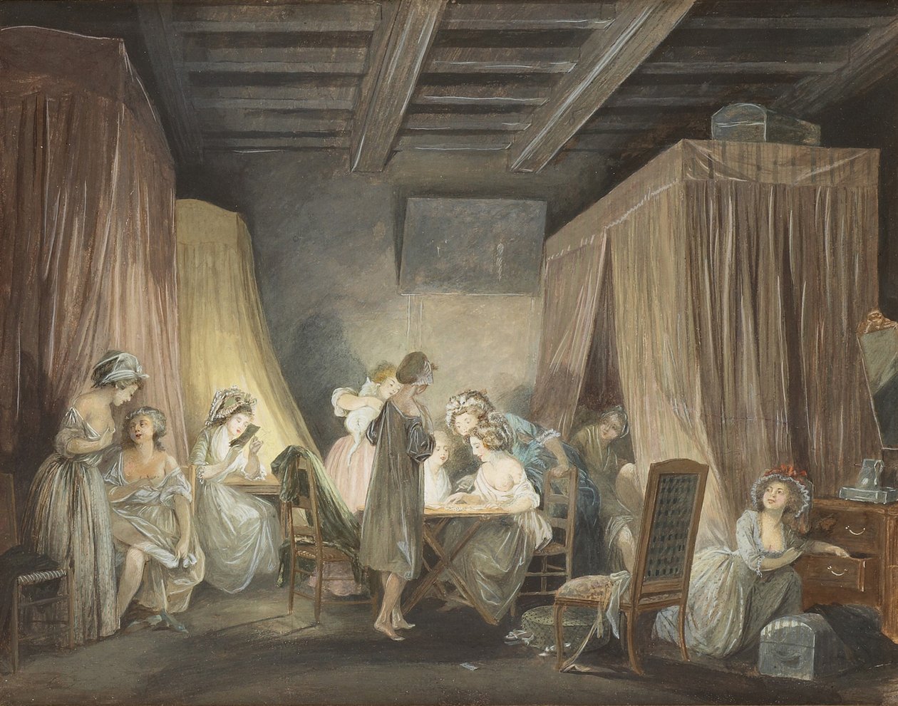 Zachód słońca robotników w trybach, 1788 autorstwa Niclas Lafrensen