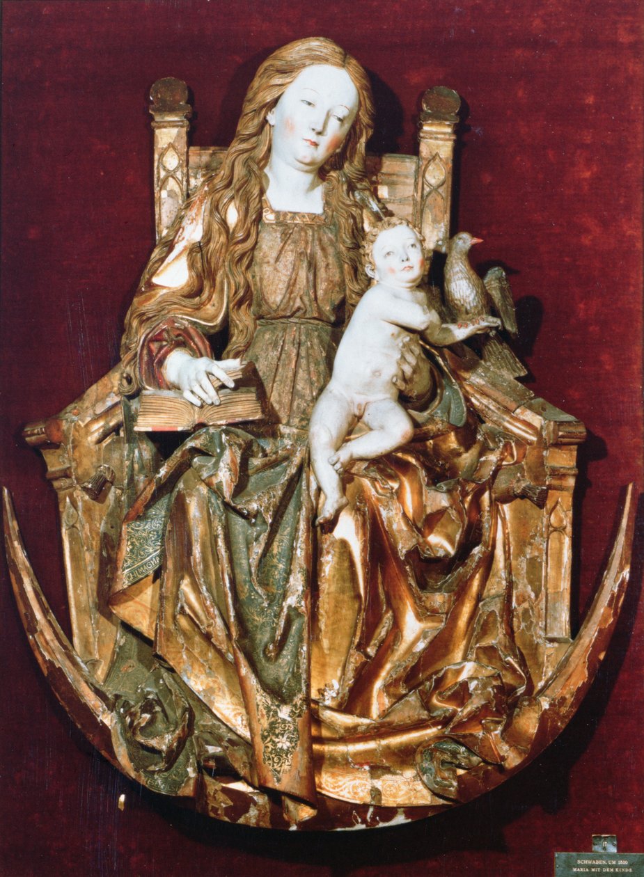 Madonna z Dzieciątkiem na tronie nad półksiężycem, ok. 1510 (drewno polichromowane) autorstwa Niclaus the Elder attr. to Weckman
