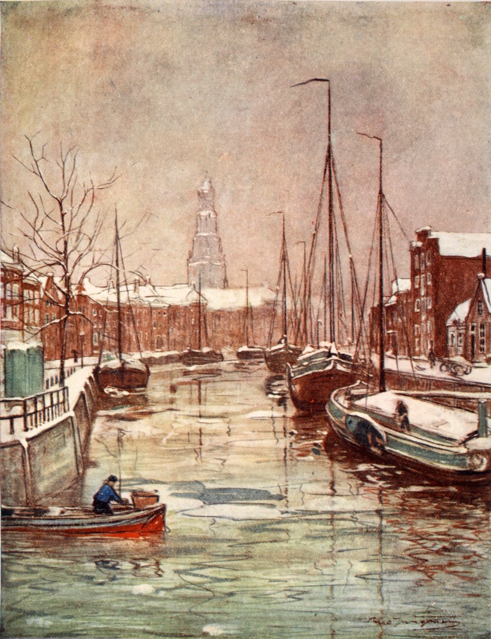 Kanał Groningen wczesną zimą, 1904 r. autorstwa Nico Jungman