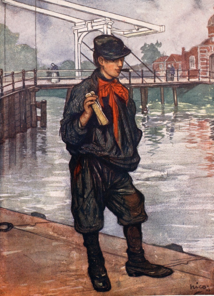 Ulica Amsterdamu: Chłopiec z klapsami, 1904 autorstwa Nico Jungman