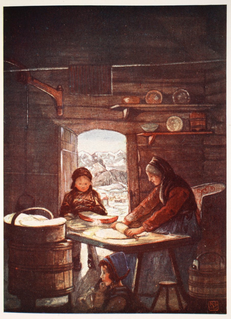 Wykonywanie Flad-Brod: wnętrze chaty, 1905 autorstwa Nico Jungman