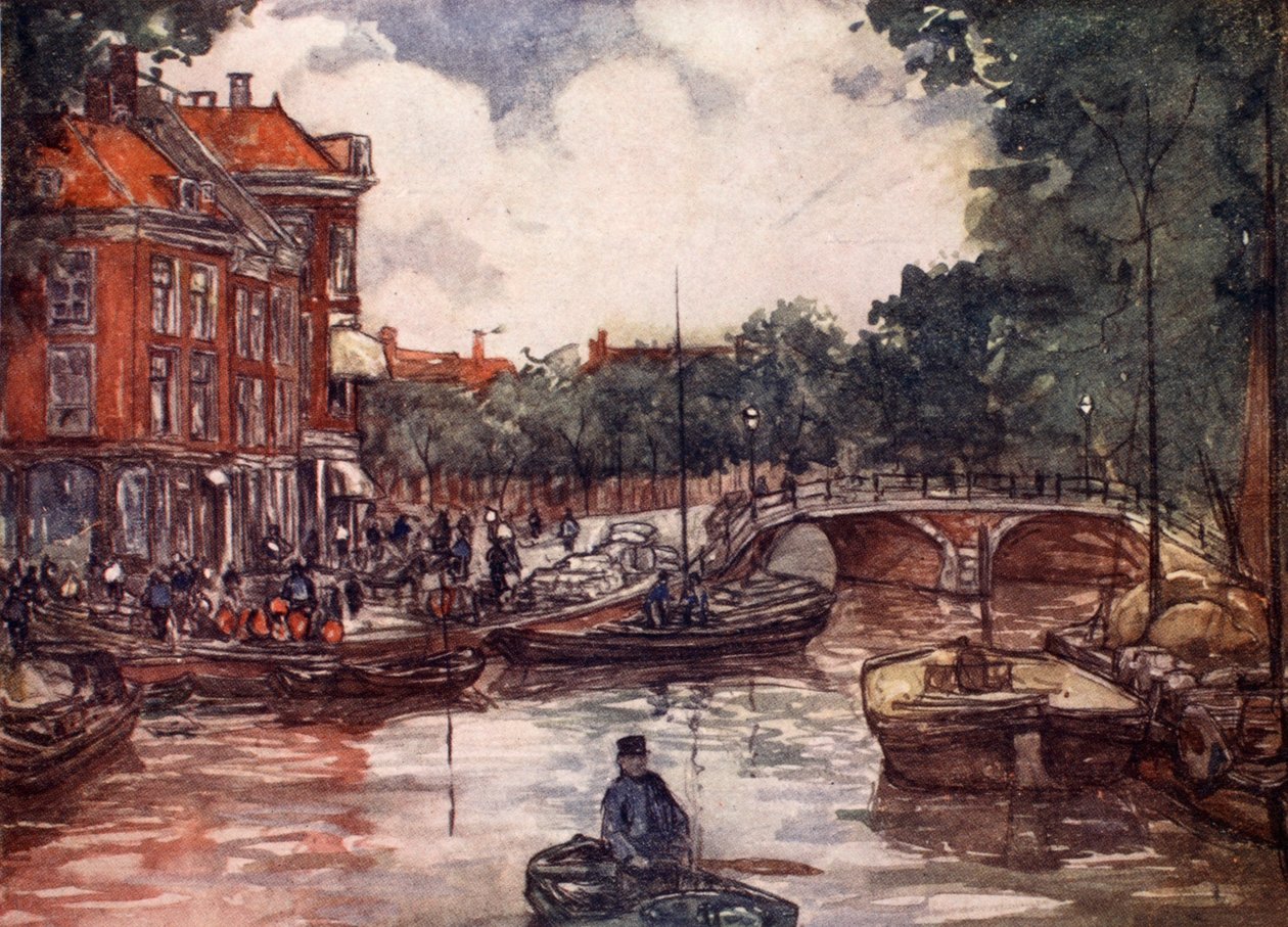 Most rybny, Leiden, 1904 autorstwa Nico Jungman