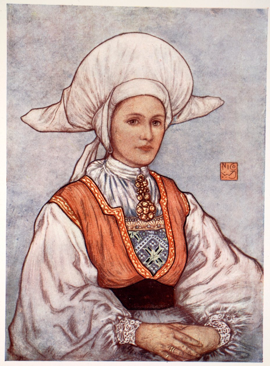 Biała czapka noszona w dzielnicy Bergen, 1905 autorstwa Nico Jungman