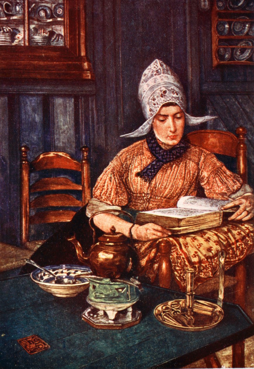 Wnętrze z kobietą czytającą książkę 1904 autorstwa Nico Jungman