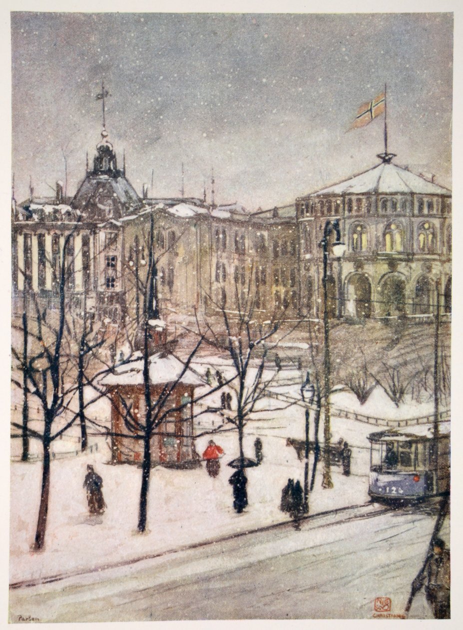 Houses of Parliament (Strorthing), Christiania, 1905 r. autorstwa Nico Jungman