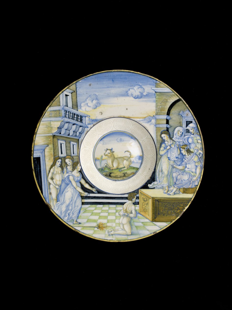 Kalumnia Apelles, XV w. (majolika) autorstwa Nicola da Urbino