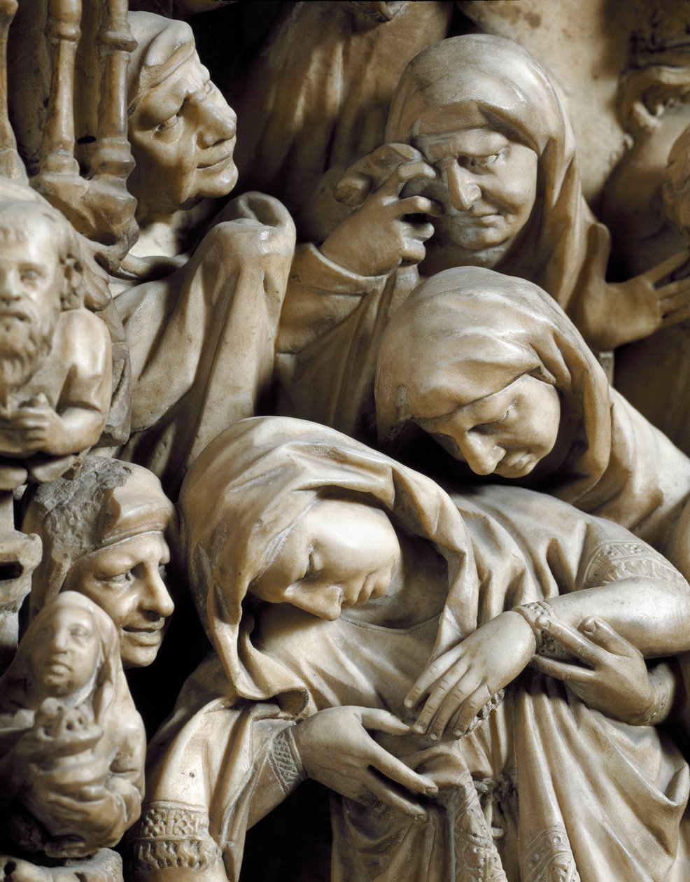 Sztuka gotycka: „”Ukrzyżowanie”” Detal płaskorzeźby marmurowej ambony autorstwa Nicola Pisano (1215/20-1278/84) (fragment z ambony) 1266-1268 - Cathedrale Notre-Dame-de-l
