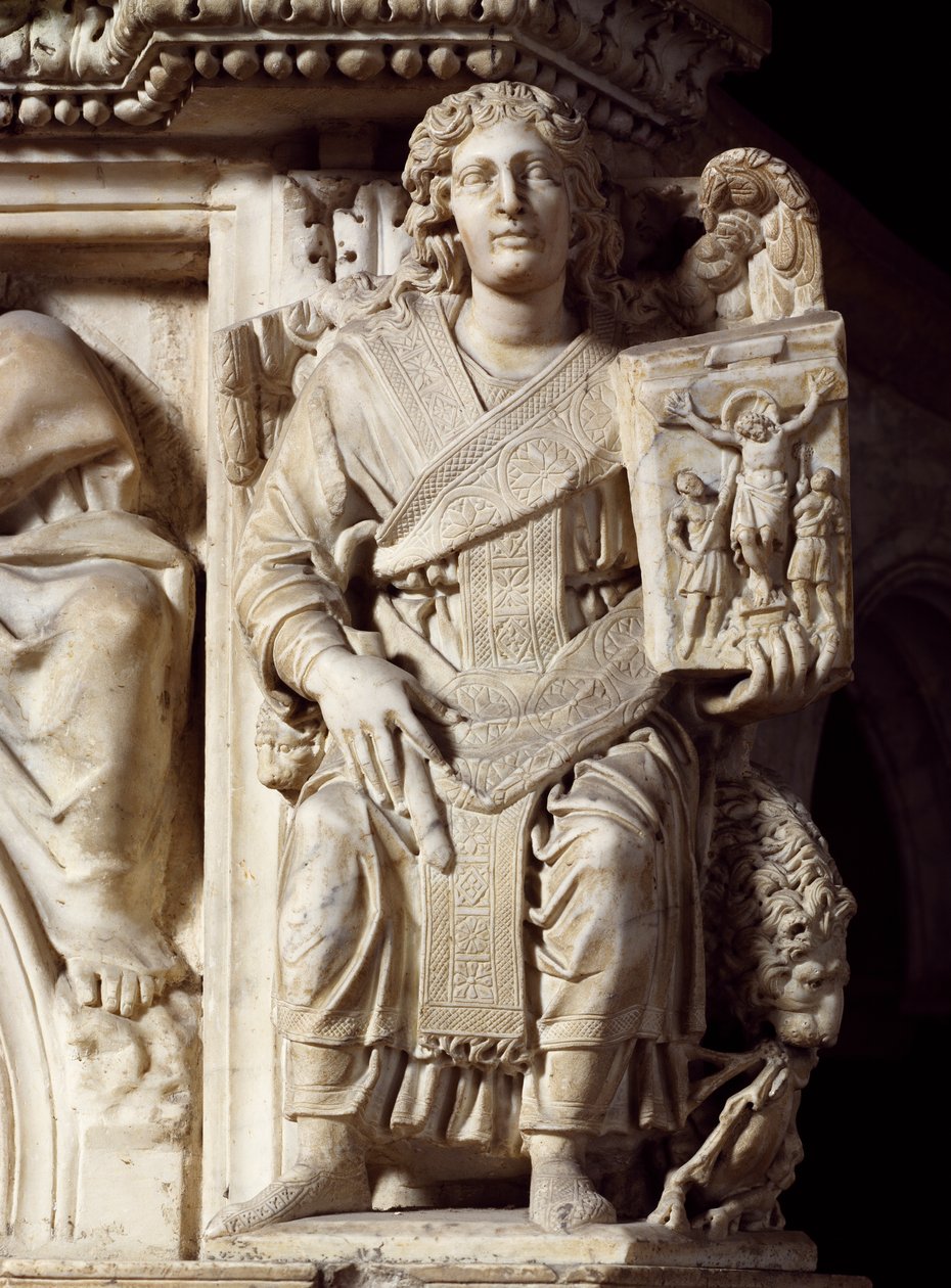 Św. Jana Chrzciciela, narożna figura z ambony, baptysterium św. Jana autorstwa Nicola Pisano