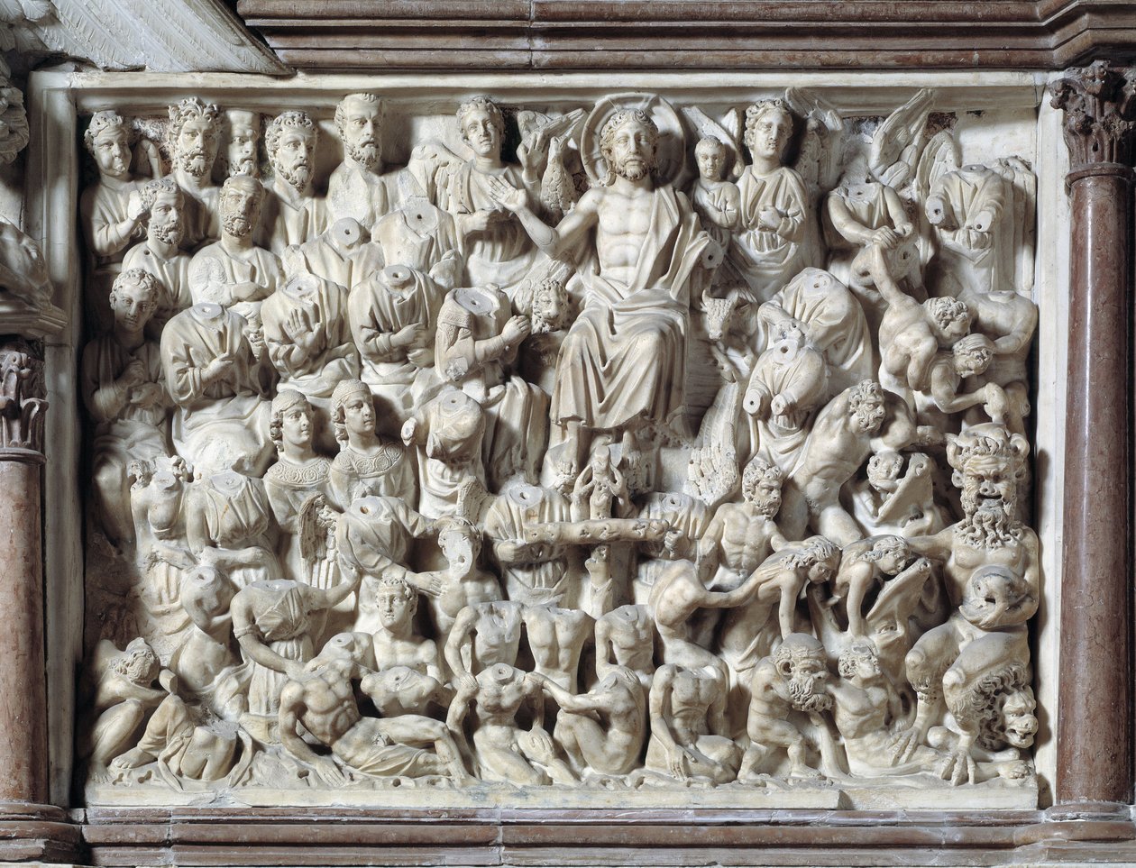 Sąd Ostateczny (Sąd Ostateczny) Krzesło wykonane przez Nicola Pisano (1215/20-1278/84) (marmurowa ambona) 1260 Baptistere Saint John of Pisa (Battistero san Giovanni di Pisa), Włochy autorstwa Nicola Pisano