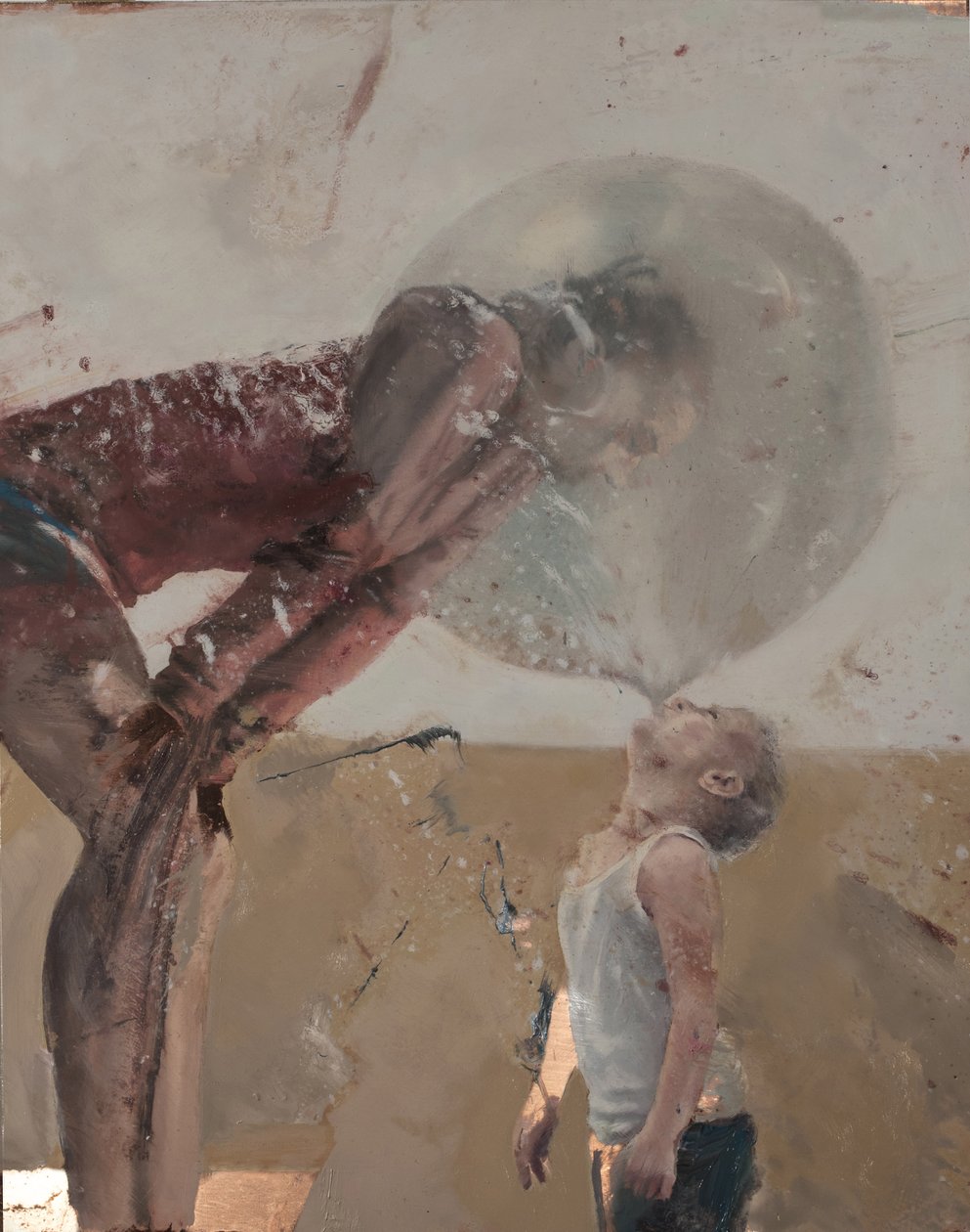 Bubble III (Dziecko z matką), 2020 (olej na miedzi) autorstwa Nicola Pucci