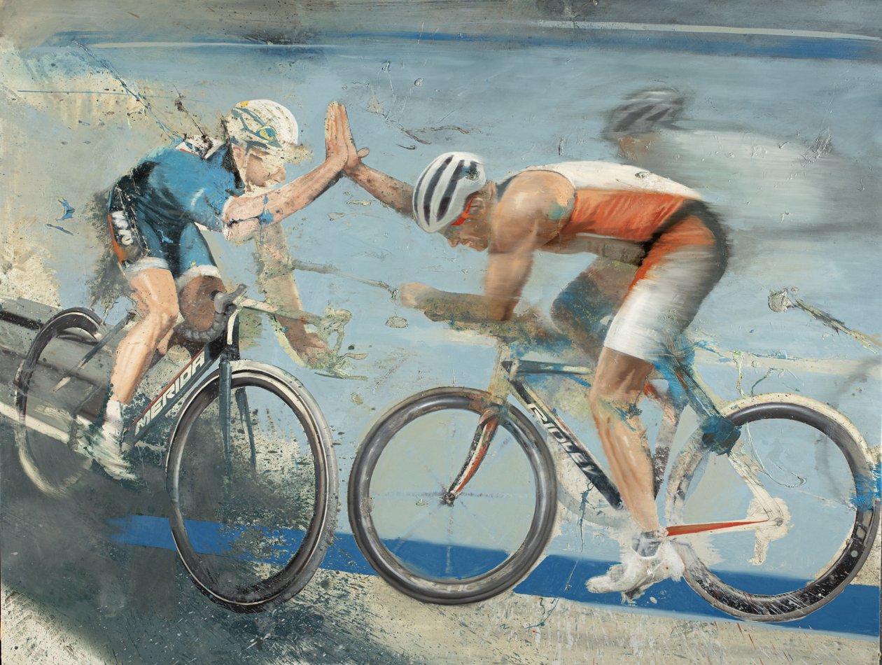 Rowerzyści, 2021 (olej na płótnie) autorstwa Nicola Pucci