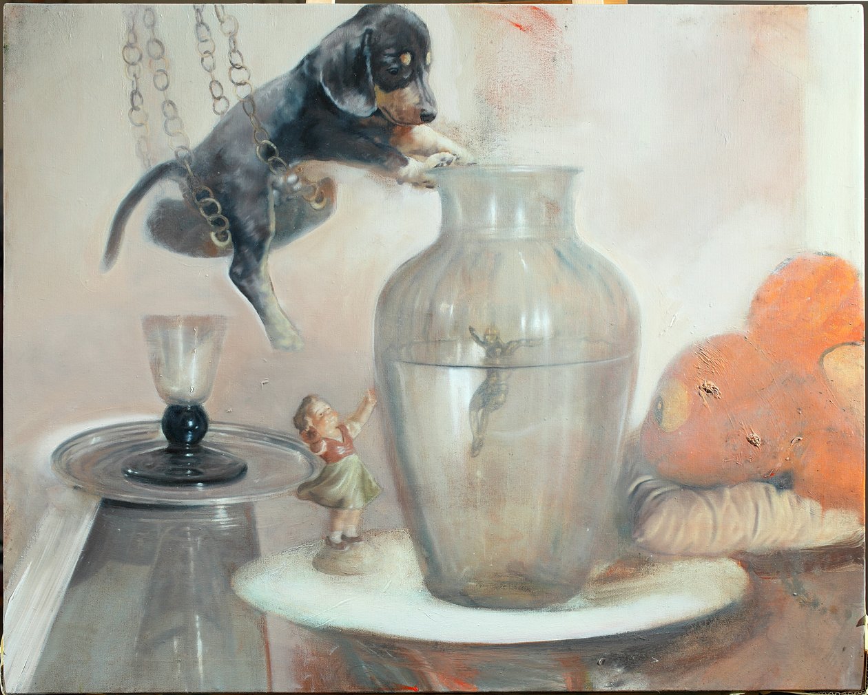 Pies z wazonem, 2011 (olej na płótnie) autorstwa Nicola Pucci
