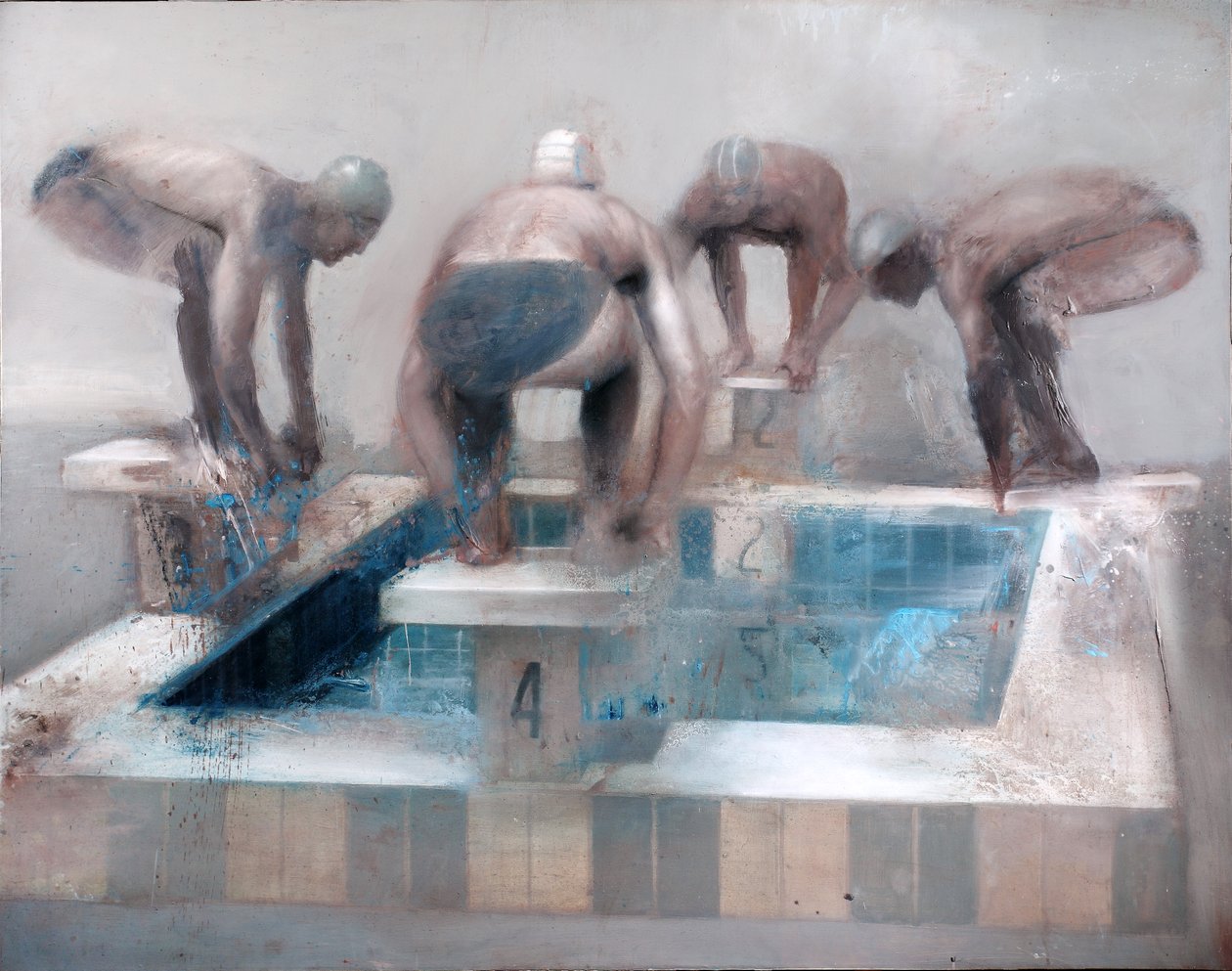 Pływacy, 2012 (olej na płótnie) autorstwa Nicola Pucci