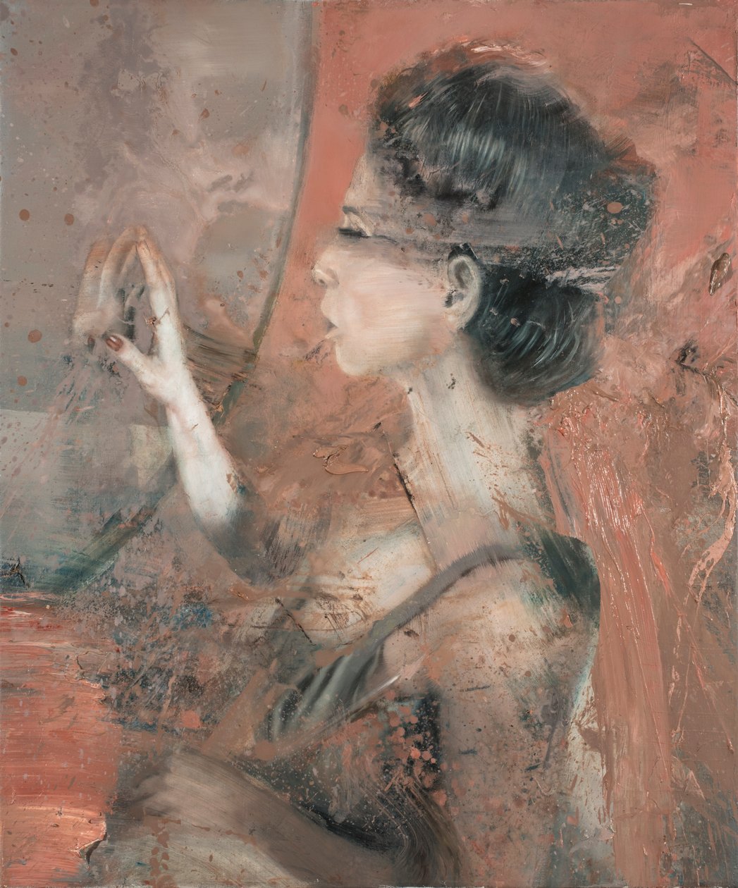 Kobieta w lustrze, 2019 (olej na płótnie) autorstwa Nicola Pucci