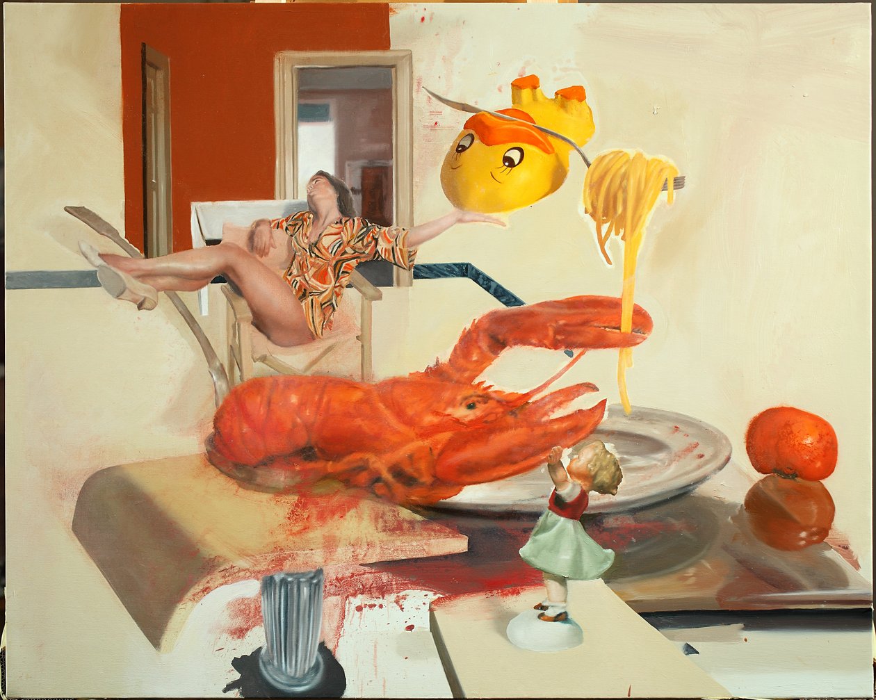 Kobieta z homarem, 2011 (olej na płótnie) autorstwa Nicola Pucci