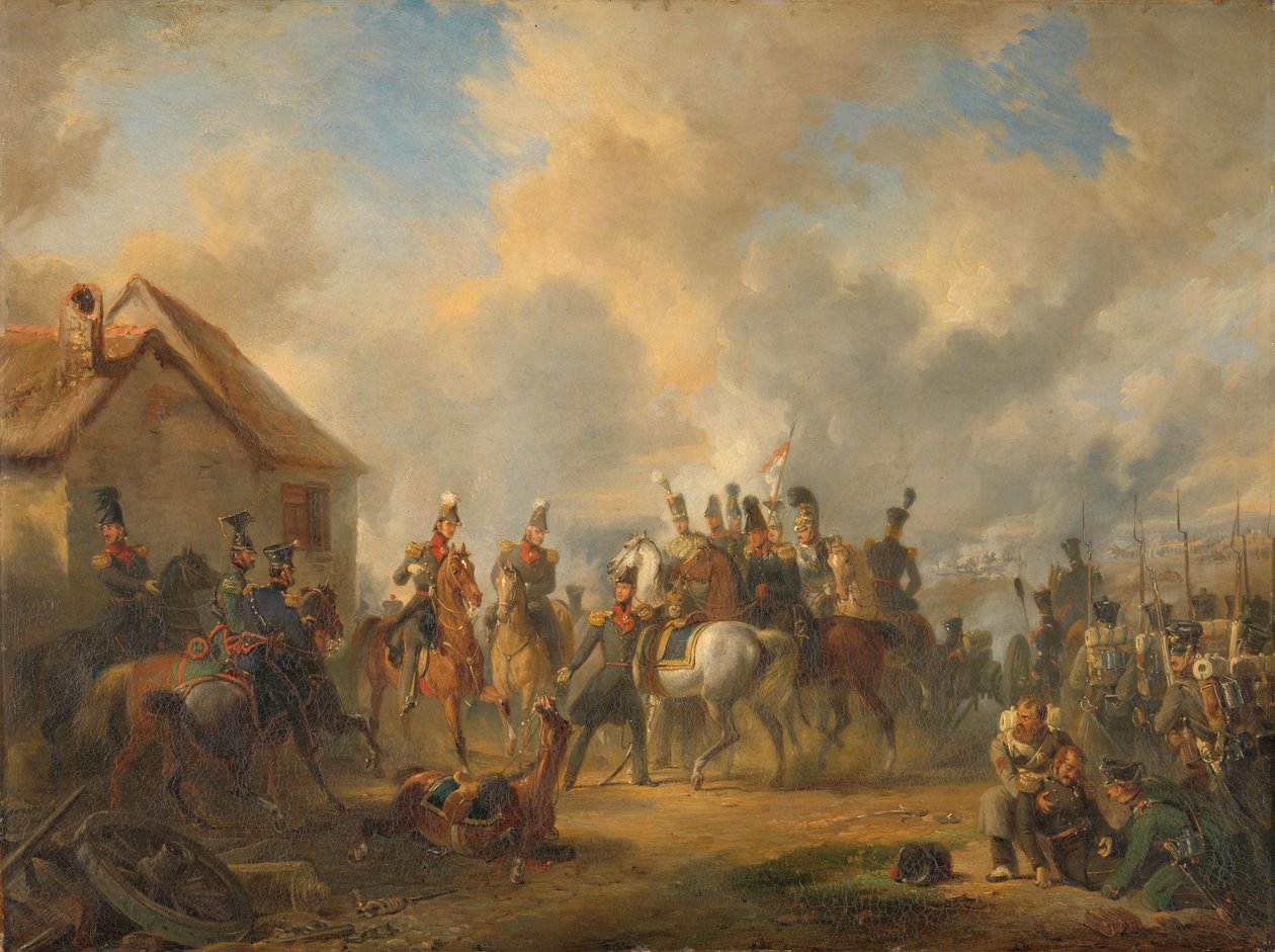 Bitwa pod Bautersem podczas Kampanii Dziesięciodniowej Zaręczyny w Bautersem autorstwa Nicolaas Pieneman (signed by artist)