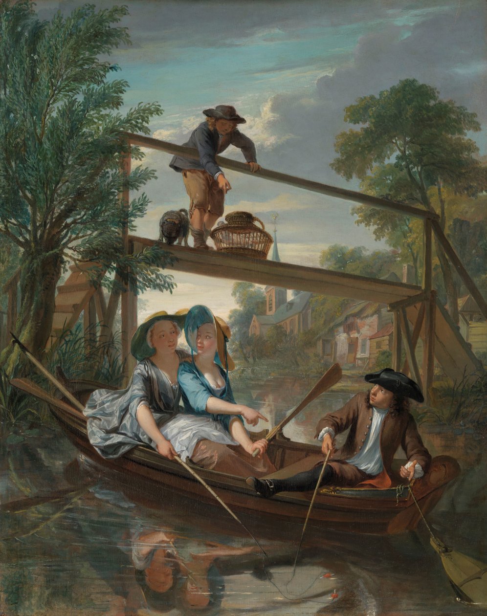 De hengelaars Scena rodzajowa z elegancką młodą parą w krajobrazie autorstwa Nicolaas Verkolje