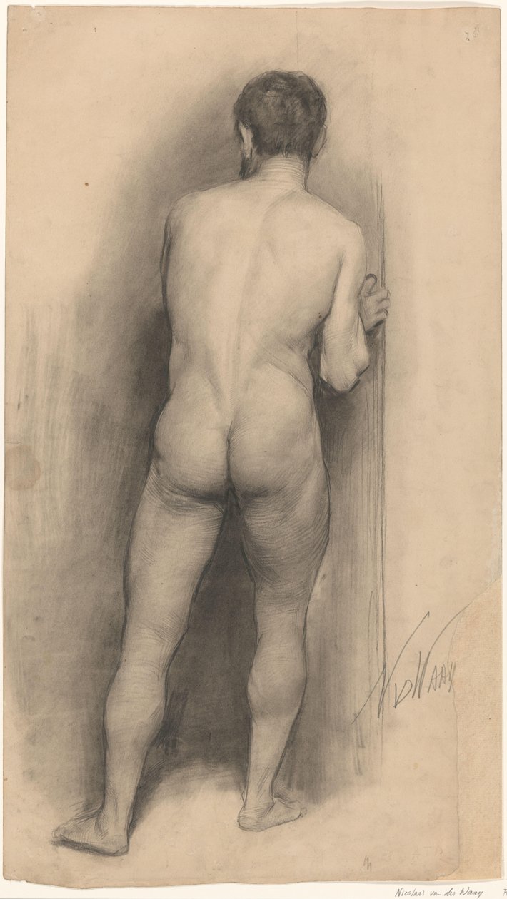 Akt męski widziany z tyłu autorstwa Nicolaas van der Waay (signed by artist)