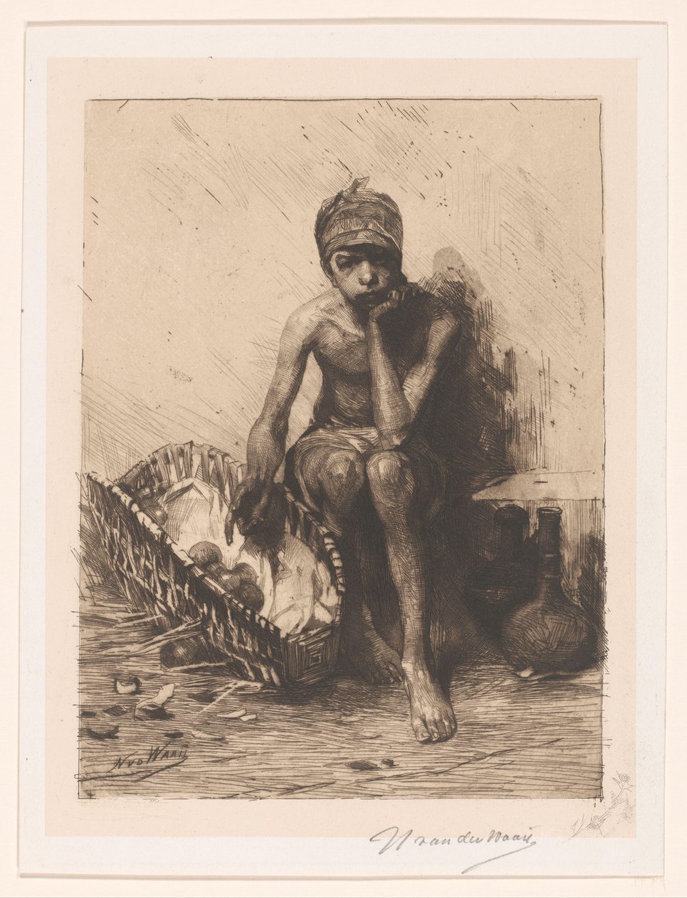 sprzedawca owoców autorstwa Nicolaas van der Waay (signed by artist)