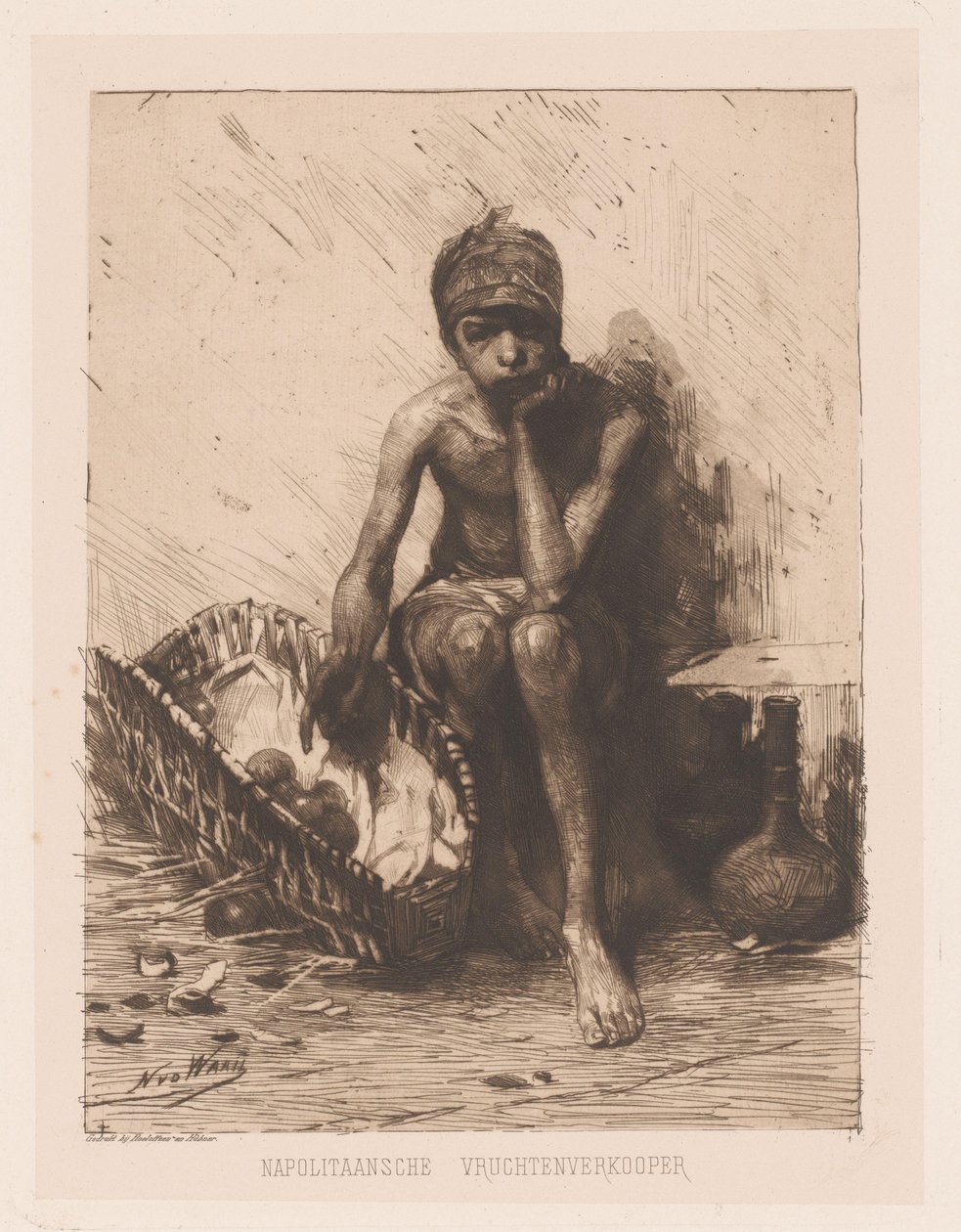 sprzedawca owoców Sprzedawca owoców neapolitańskich (tytuł na przedmiocie) autorstwa Nicolaas van der Waay