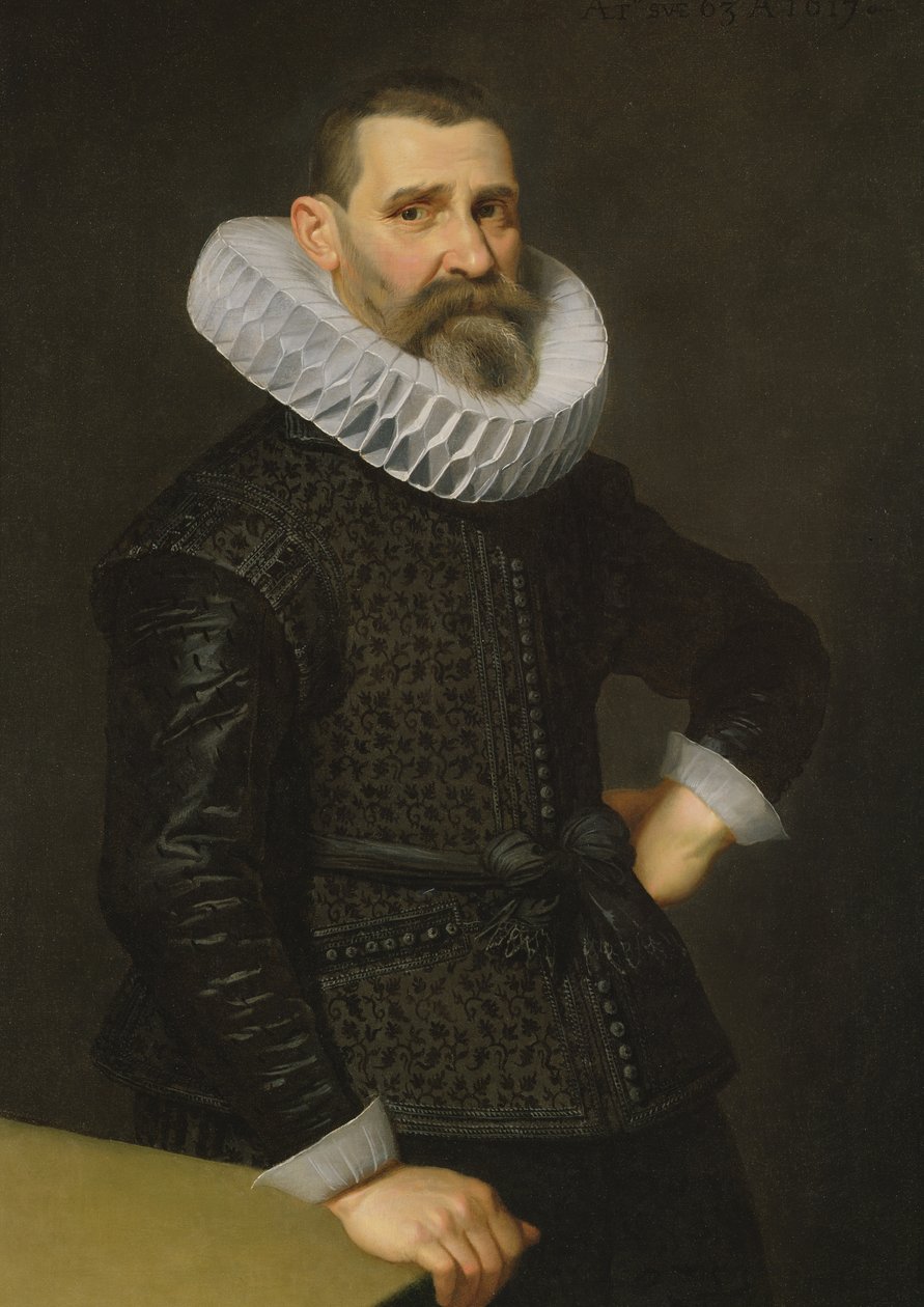 Portret dżentelmena w czarnej tunice i surducie autorstwa Nicolaes Eliasz