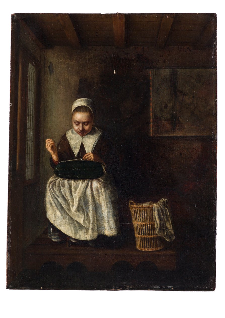 Szyjąca dziewczyna autorstwa Nicolaes Maes