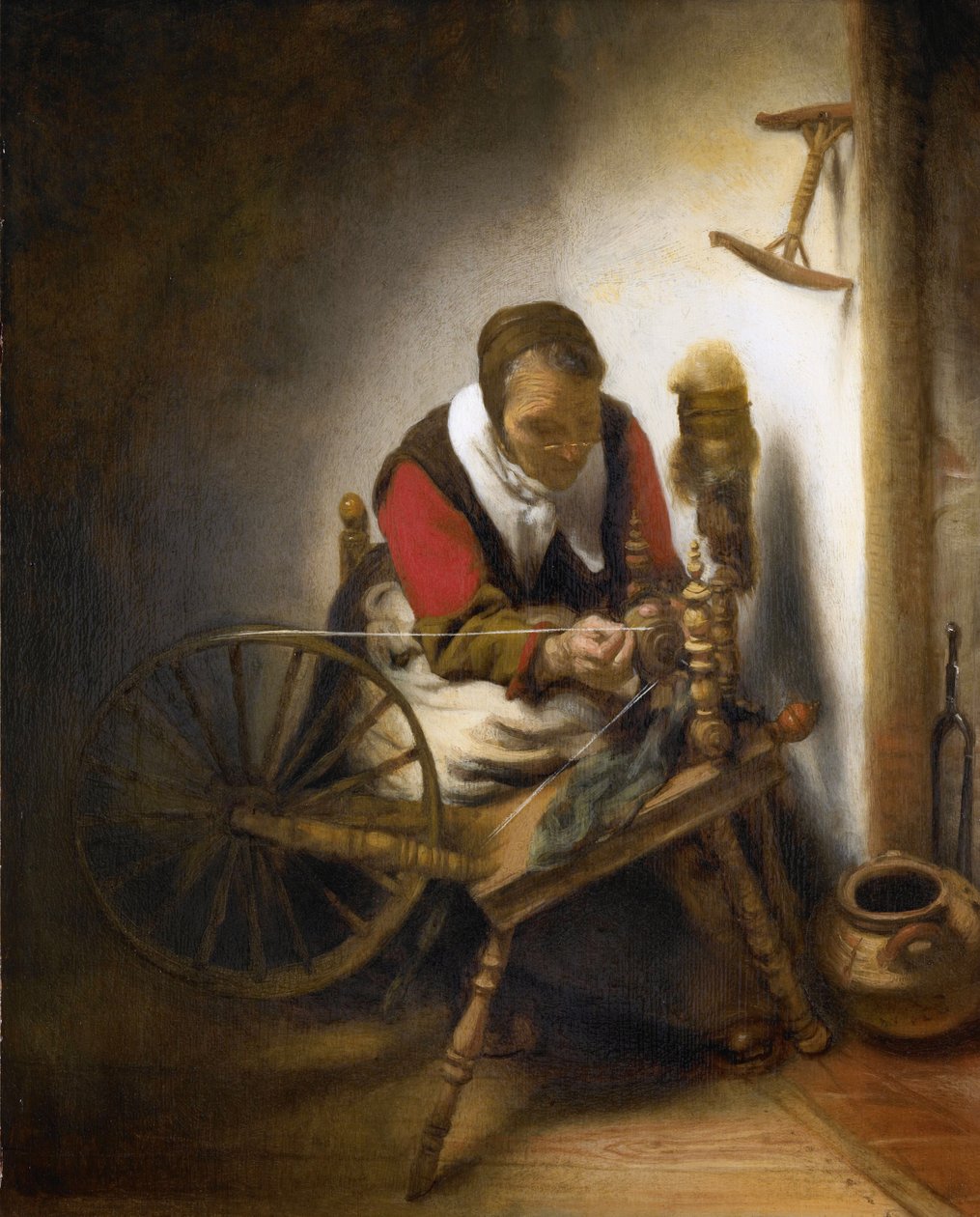 Kobieta Przędzenia. autorstwa Nicolaes Maes