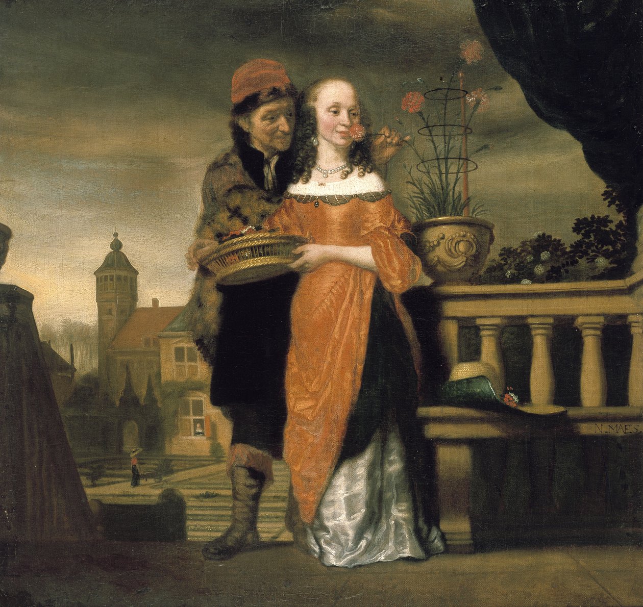 Alegoria zmysłu węchu, XVII wiek autorstwa Nicolaes Maes