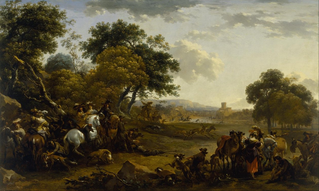 Krajobraz z polowaniem autorstwa Nicolaes Pietersz. Berchem