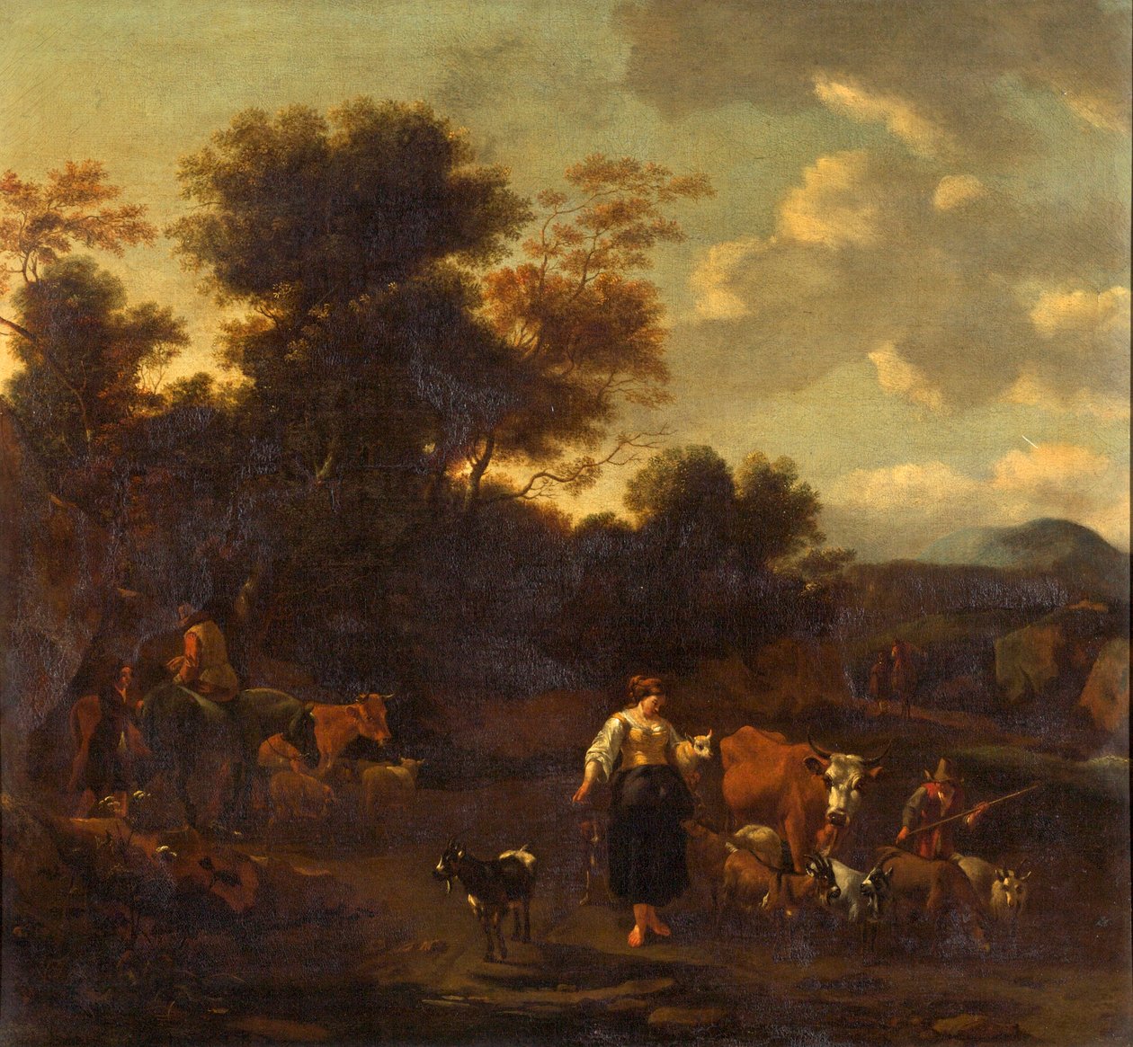 Krajobraz z postaciami i zwierzętami autorstwa Nicolaes Pietersz. Berchem