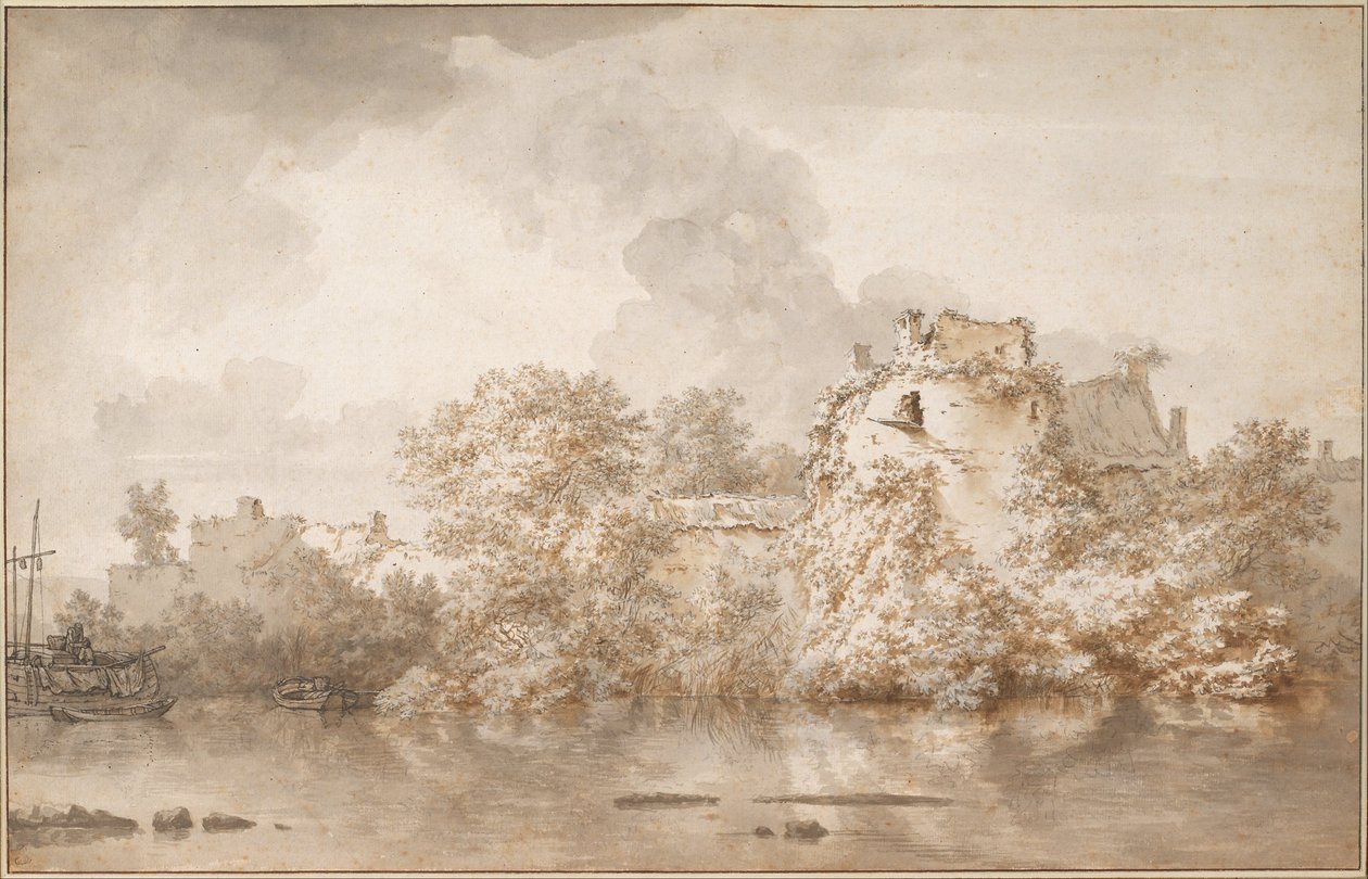 Krajobraz rzeczny w pobliżu Montfoort, ok. 1930 r. 1655 autorstwa Nicolaes Pietersz. Berchem
