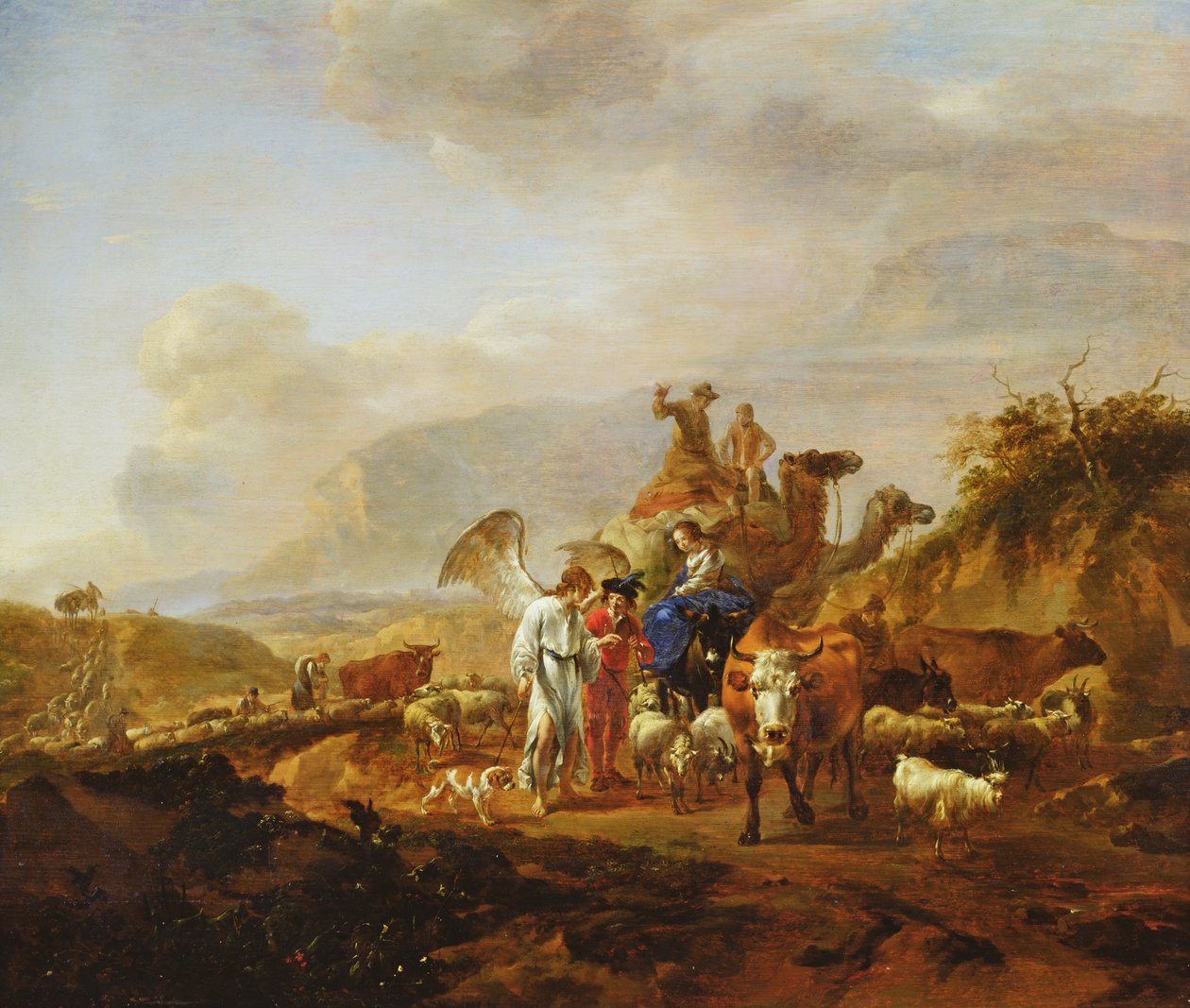 Powrót Tobiasza, ok. 1670-80 autorstwa Nicolaes Pietersz. Berchem