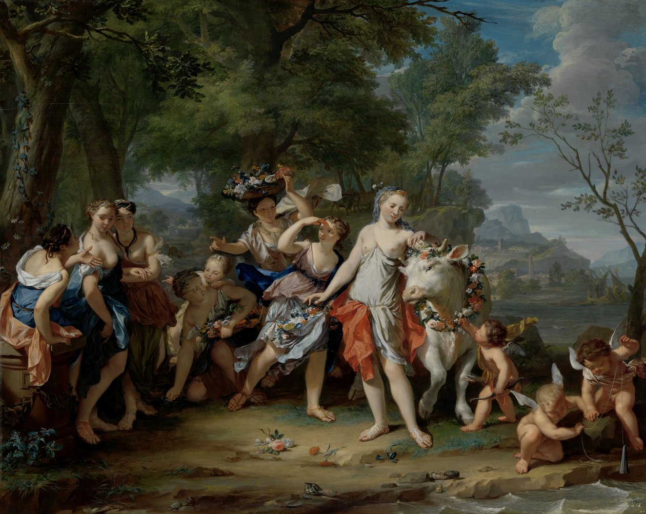 Gwałt Europy, ok. 1735-40 autorstwa Nicolaes Verkolje
