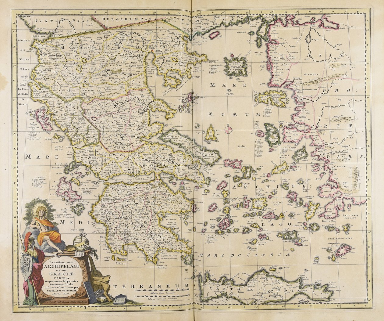 Najdokładniejsza mapa całego archipelagu i Grecji autorstwa Nicolaes Visscher