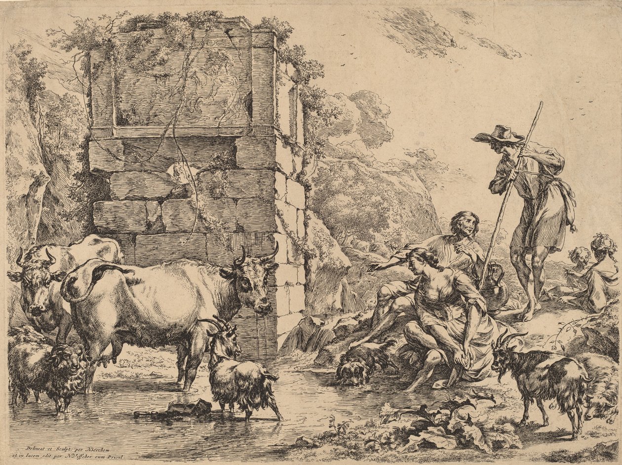 Picie krów, 1680. autorstwa Nicolaes Berchem