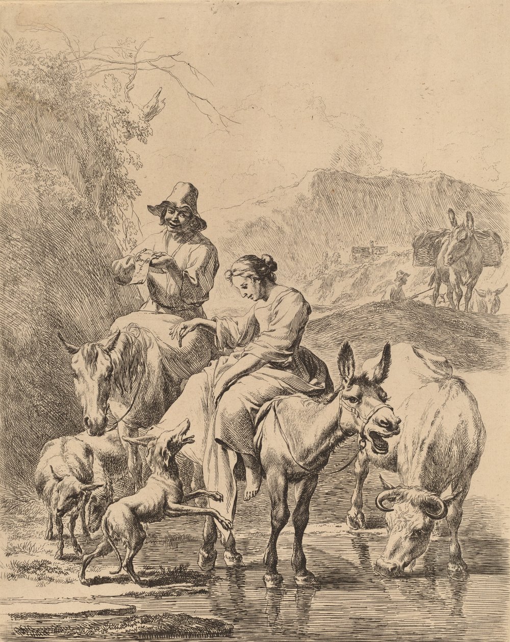 Pasterka na osiołku. autorstwa Nicolaes Berchem