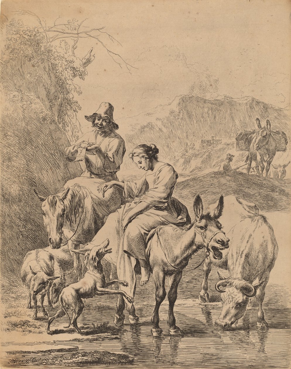 Pasterka na osiołku, 1655. autorstwa Nicolaes Berchem