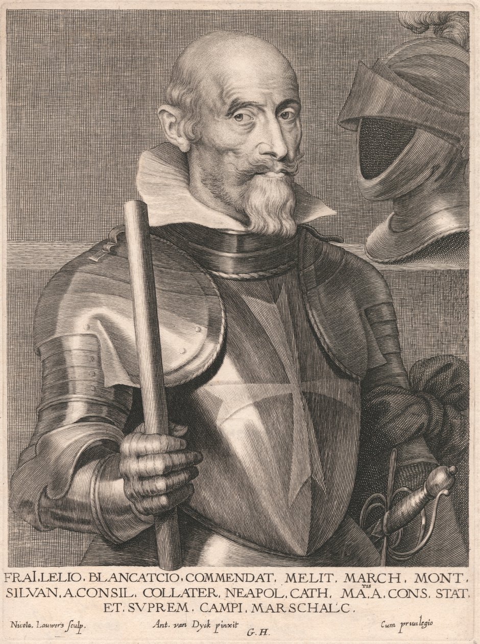 Frai Lelio. Blancatcio On poleca Melit. Marsz Mont. Borowy a. Consil. pobocznie Neapol kat. Matis A. Cons. To oznacza I Najwyższy pola Arcschalc. autorstwa Nicolaes Lauwers