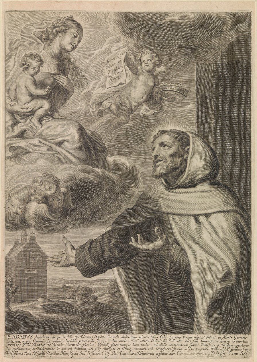 Św. Agabus z Jerozolimy adoruje Maryję autorstwa Nicolaes Lauwers