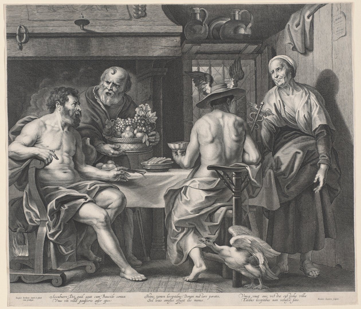 Jowisz i Merkury zabawiane przez Filemona i Baucis autorstwa Nicolaes Lauwers, after Jacob Jordaens