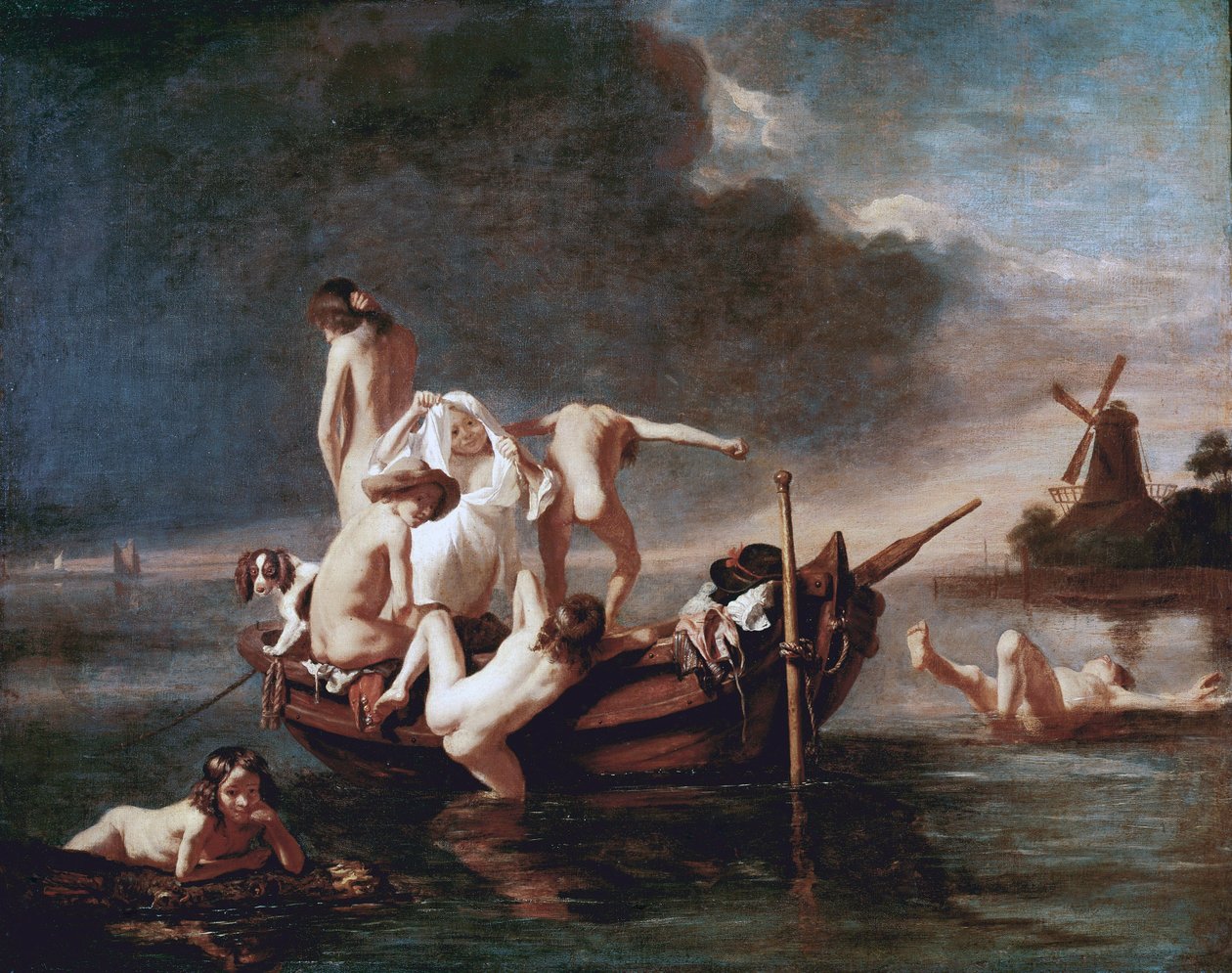 Kąpiel (olej na płótnie) autorstwa Nicolaes Maes