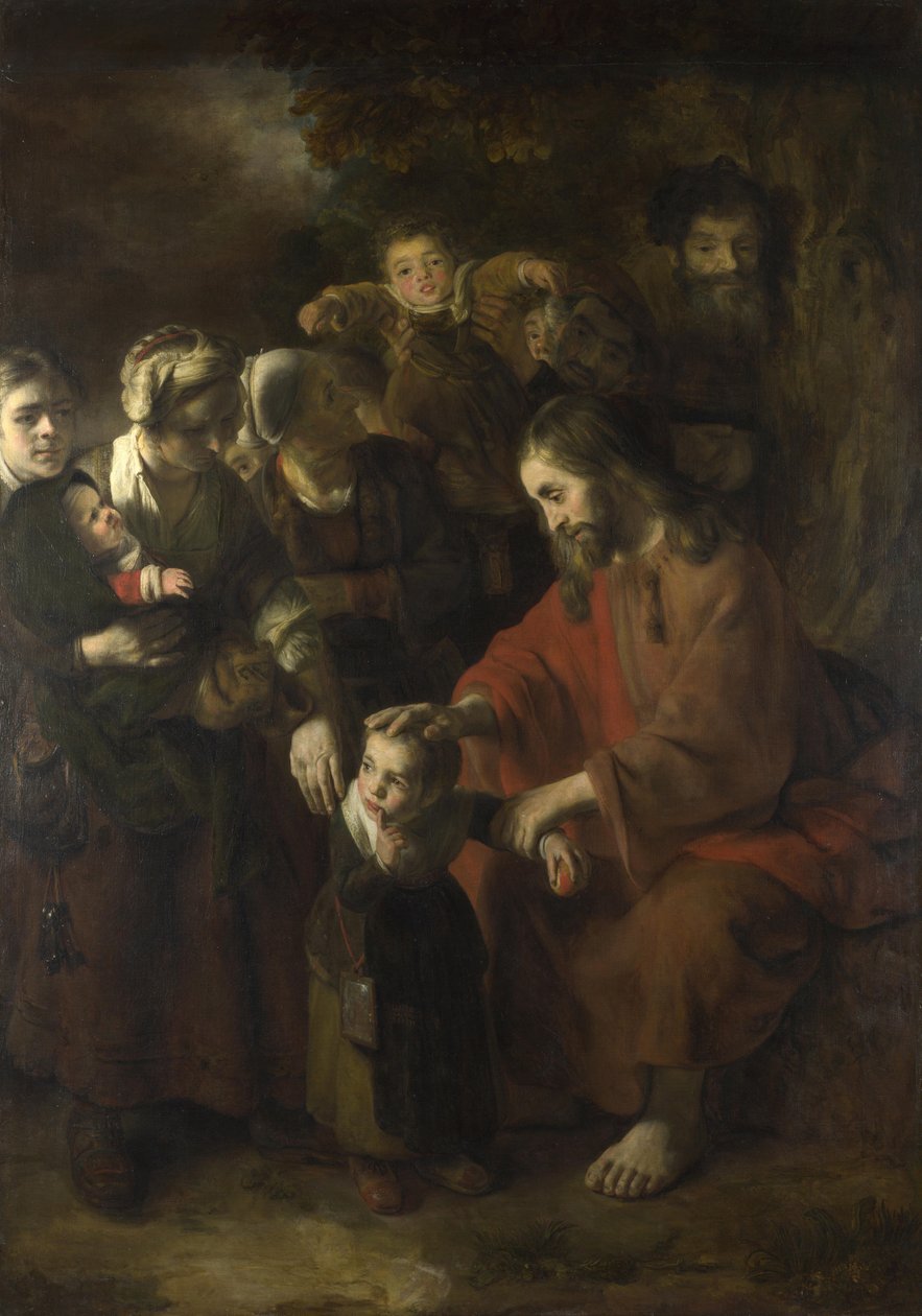 Chrystus błogosławiący dzieci, 1652 autorstwa Nicolaes Maes