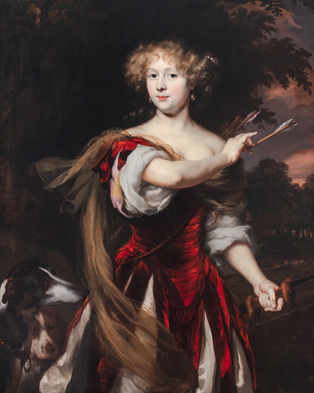 Retrato de uma senhora como Diana, c.1670-90 (óleo sobre tela)polonês autorstwa Nicolaes Maes