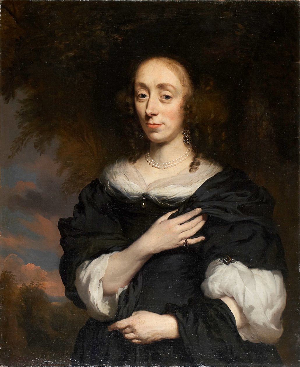 Portret kobiety w czarnej sukni autorstwa Nicolaes Maes